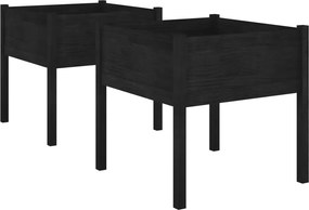 vidaXL 2 db fekete tömör fenyőfa kerti virágtartó 70 x 70 x 70 cm