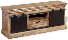 Tömör mangófa TV-szekrény 2 tolóajtóval 100x30x45 cm