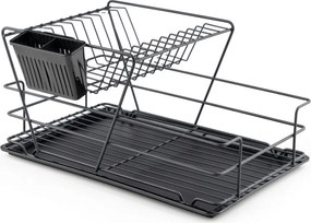 Edényszárító, csepegtető tálca, fekete, 47 x 32 cm