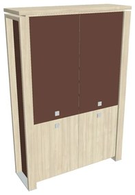 Verno+ S magas szekrény 140 x 46 x 210 cm, kombinált ajtó, akác / barna