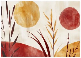 Üveg kép - Növények és körök (70x50 cm)