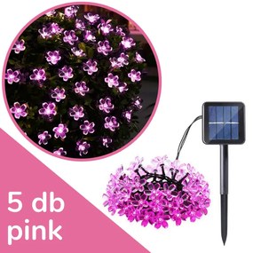 5 db Napelemes cseresznyevirág fényfüzér csomag &#8211; Pink