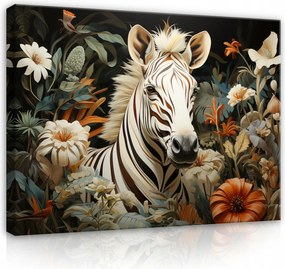Vászonkép Zebra Virágok Állatok Vászon Fal Hálószoba Nappali 120x80
