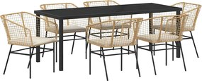 vidaXL Kert étkező szett 7 pcs Barna polirattan