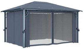 antracit alumíniumpavilon függönnyel/LED fényfüzérrel 4 x 3 m