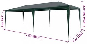 zöld PE rendezvénysátor 3 x 6 m