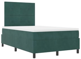 Boxspring Ágy Matraccal Sötét Zöld Kis Kettős Bársony