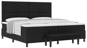 Box Spring Ágy Matraccal és Pad fekete 200x200 cm Szövet