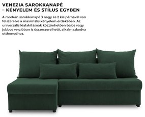 Venezia sarokkanapé, kordbársony, univerzális oldal, hab töltet, zöld