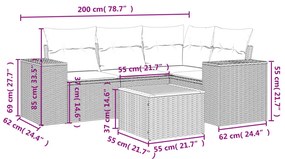 5 részes bézs polyrattan kerti ülőgarnitúra párnákkal