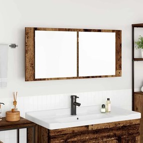 LED Tükörszekrény polcokkal Régi fa 100 x 12 x 45 cm Faanyag