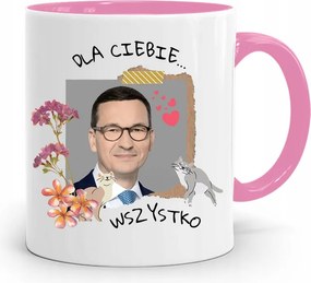 Rózsaszín Politikai Bögre Mateusz Morawiecki Miniszterelnök fényképes nyomtatással