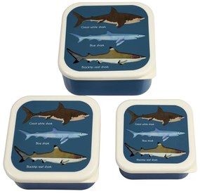Sötétkék gyerek uzsonnás doboz szett 3 db-os Sharks – Rex London
