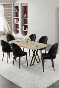 Kaye étkezőgarnitúra, travertin-fekete, 168 cm – TR240CHR2844