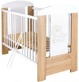 Gyerek kiságy New Baby Maci csillaggal standard tölgy