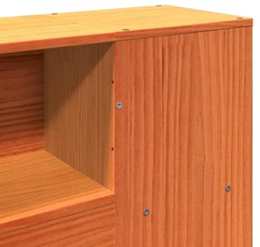 barna tömör fenyőfa könyvespolcos ágy matrac nélkül 150 x 200cm