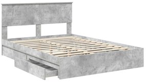 vidaXL Tárolós Ágy fejtámlával Beton Szürke 160 x 200 cm Faanyag