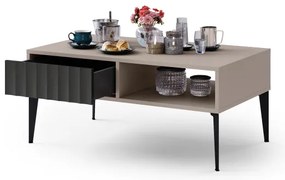 RONJA dohányzóasztal fiókkal, taupe/fekete színben