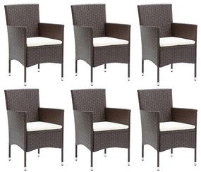 7 részes barna polyrattan kerti étkezőgarnitúra párnákkal