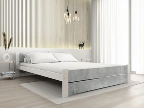 Ágy IKAROS DOUBLE 140 x 200 cm, beton/fehér Matrac: Matrace Sommera 18 cm, Ágyrács: Deszkás ágyráccsal