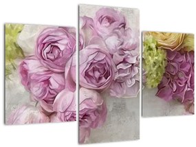 Kép - Virágok a falon pasztell színekben (90x60 cm)