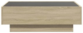 sonoma tölgy szerelt fa dohányzóasztal LED-del 90 x 50 x 30 cm