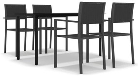 vidaXL 5 részes fekete kerti étkezőgarnitúra