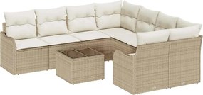 vidaXL Kerti Kanapé Szett párnával tárolóval 9 pcs Beige és krém
