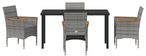 5 Darabos Kerti Étkező Szett - Szürke Poly Rattan