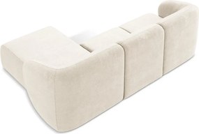 Bézs zsenília sarokkanapé (jobb oldali-heverő résszel) Lani – Makamii