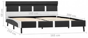 szürke LED-es műbőr ágykeret 160 x 200 cm