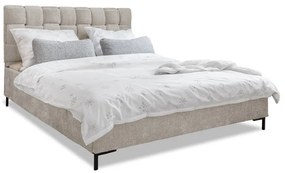 Bézs kárpitozott franciaágy ágyráccsal 180x200 cm Eve – Miuform