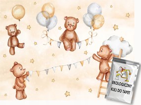 Fotótapéta Flizelina Ég Csillagok Felhő Mackó Lufi 200x140 ragasztó