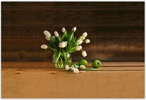 Poszterek 155x105 Fehér tulipánok vázában