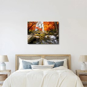 Kép - Vízesések őszi tájban, narancssárga (70x50 cm)