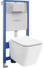 Mexen beépíthető Felix Slim WC váz WC csészével Cube és leeresztő automatikás ülőkével, Fehér - 61030924000