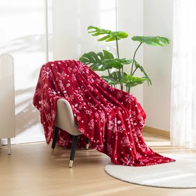 Piros karácsonyi mikroplüss pléd SNOWFALL Méret: 200 x 220 cm