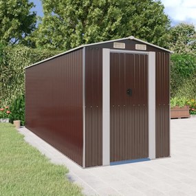 sötétbarna horganyzott acél kerti fészer 192 x 523 x 223 cm