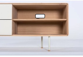 Fehér-natúr színű tölgyfa TV-állvány 150x64 cm Fina – Gazzda