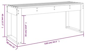 szürke tömör fenyőfa kerti pad 110x38x45 cm