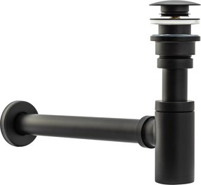 Rea Black Matt univerzális mosdószifon click-clack leeresztő szeleppel