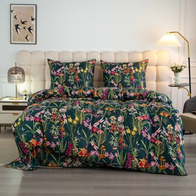 Mikroszálas ágynemű MYSTIC GARDEN sötétzöld Ágyneműhuzat mérete: 2 db 70 x 90 cm | 200 x 220 cm