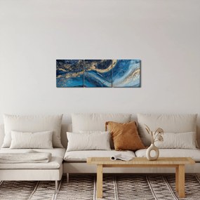 Kép - Kék-arany absztrakt márvány (órával) (90x30 cm)