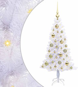 vidaXL Mű karácsonyfa 150 LED-del állvánnyal Fehér 120 cm PVC és Acél
