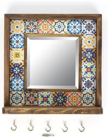 Fali tükör polccal kő kerettel 32.5x33 cm – Wallity