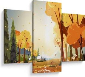 Kép - őszi táj, illusztrációk (90x60 cm)