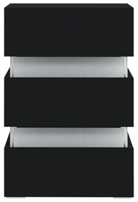 fekete szerelt fa LED-es éjjeliszekrény 45 x 35 x 67 cm