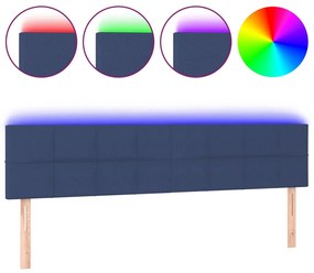 kék szövet LED-es fejtámla 180x5x78/88 cm