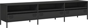 vidaXL fekete hidegen hengerelt acél TV-szekrény 202 x 39 x 43,5 cm