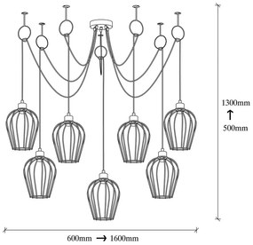 Tel fekete függőlámpa 6 izzóval - Opviq lights